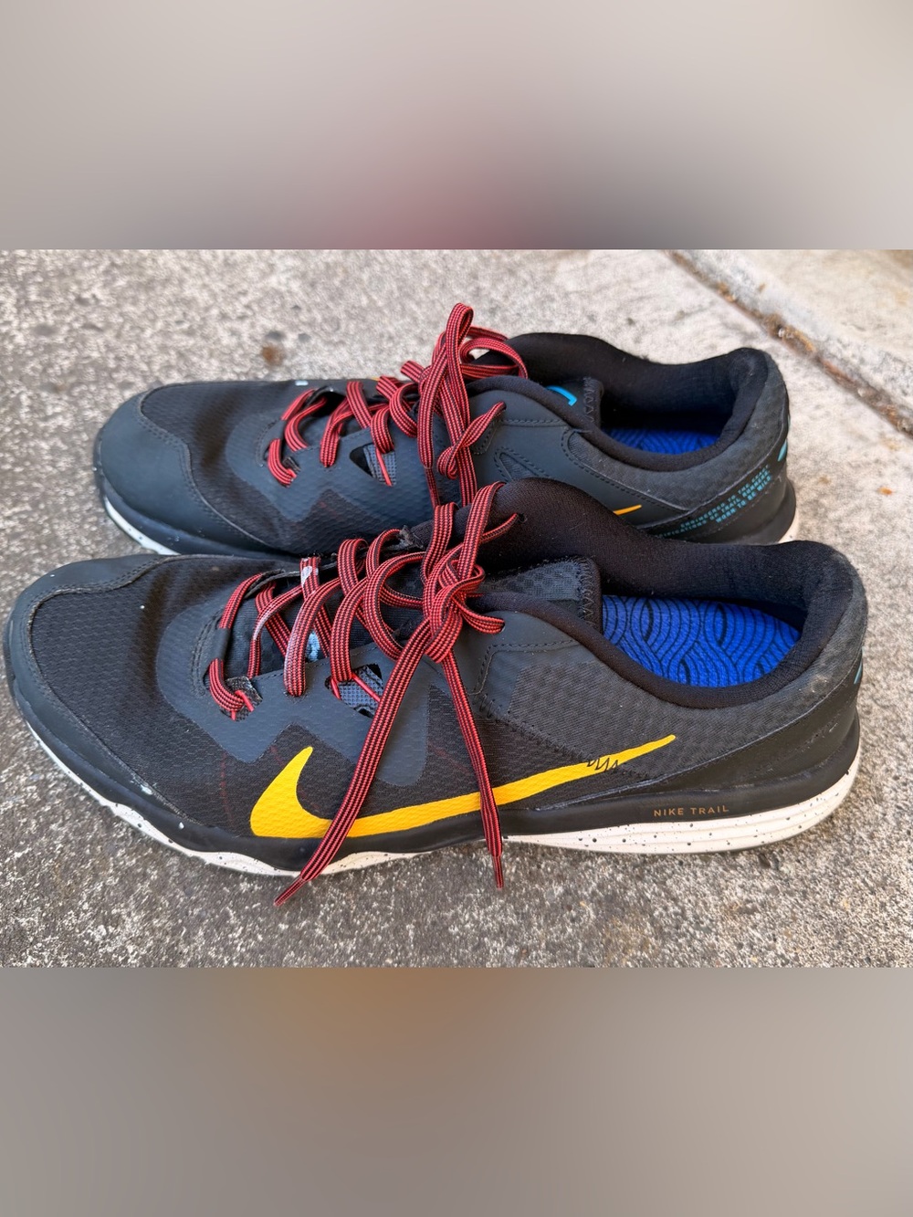 Nike Juniper Men’s Black Athletic Shoes with Yellow Swoosh and Red Laces